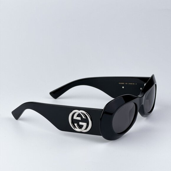 Gucci GG1696S 001 BRAND NEW Sunglasses Black Grey Women Oval main image 5